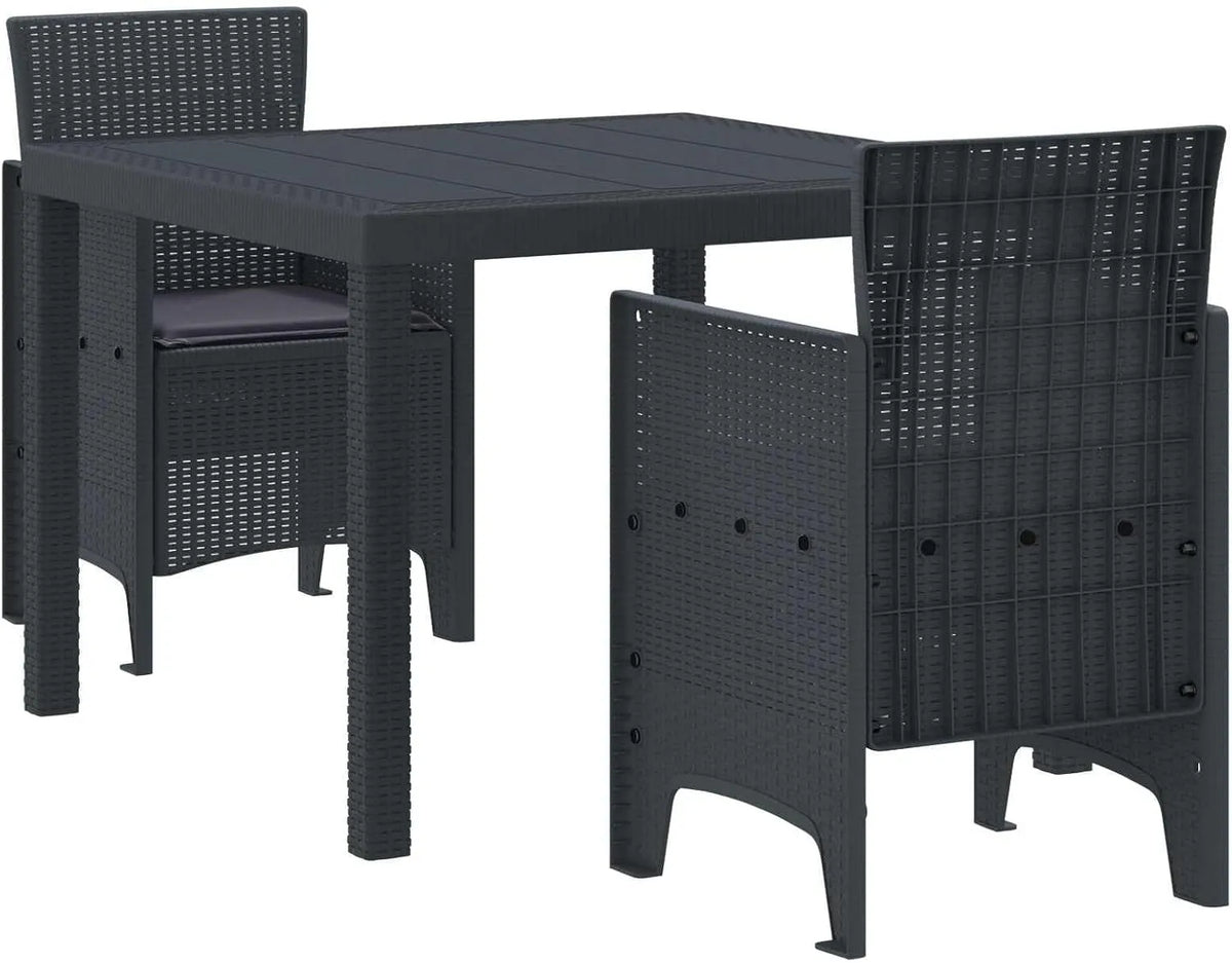 Ensemble de meubles de jardin 3 pièces: résistant aux intempéries, anthracite, en résine tressée