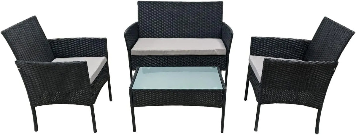 Salon de jardin et ensemble lounge: CORFOU, avec coussins, 4 Places, gris