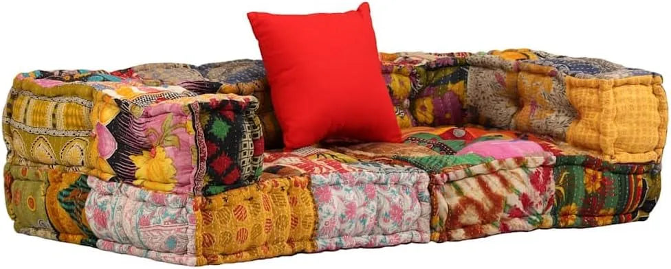 Solivagant Pouf modulaire à 2 Places Patchwork Tissu – revêtement en tissu, 25.26 KG