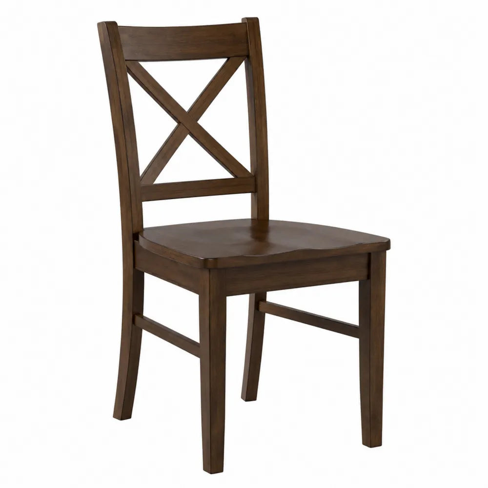 Chaise de salle à manger en bois massif 45 x 52 x 92 cm noyer foncé dossier croisé