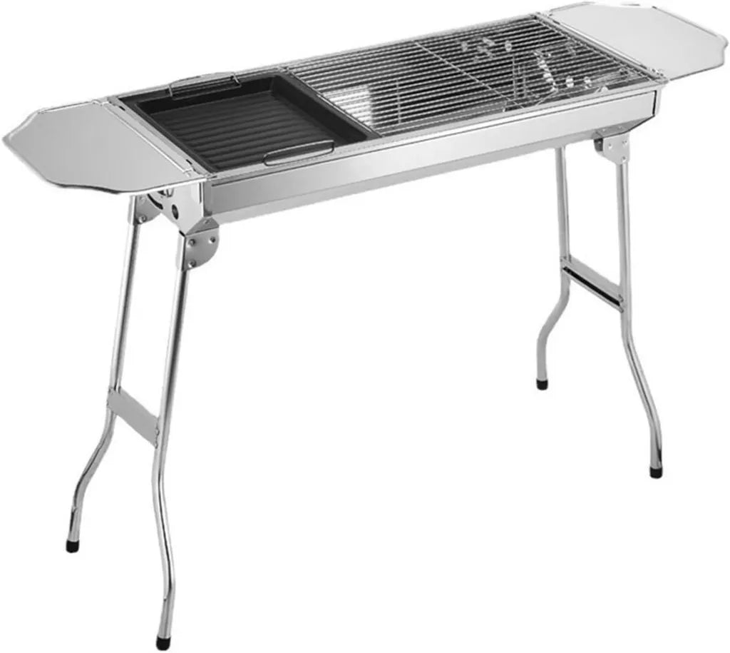 Barbecue Pliable en Acier Inoxydable pour 5-15 Personnes, Portable et Extérieur, Versions Standard/Premium/Luxe avec Accessoires de Rangement