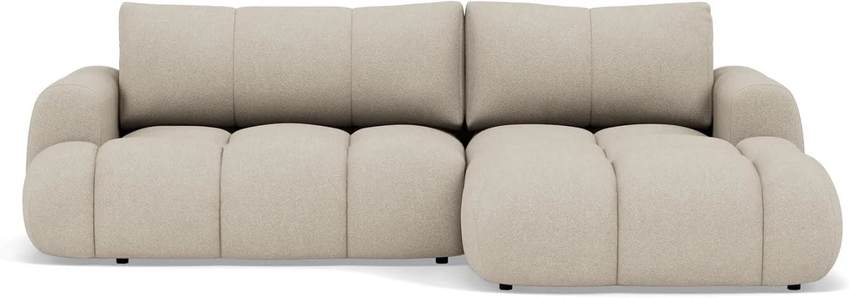 Canapé d'angle et canapé panoramique — angle droit, revêtement en tissu, convertible, revêtement bouclé, 4 Places, beige