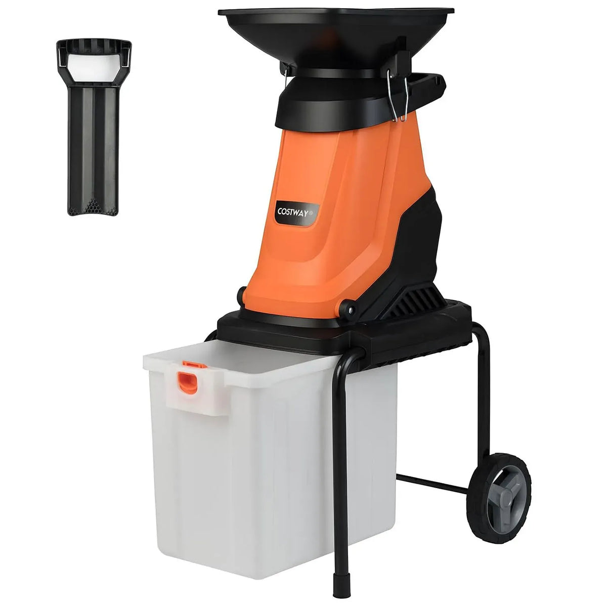 Broyeur de Végétaux Électrique 3000W, Orange, pour Nettoyage du Jardin Compostage, Coupe de 45 mm, Broyeur pour Branches avec Bac de Ramassage de 50 L