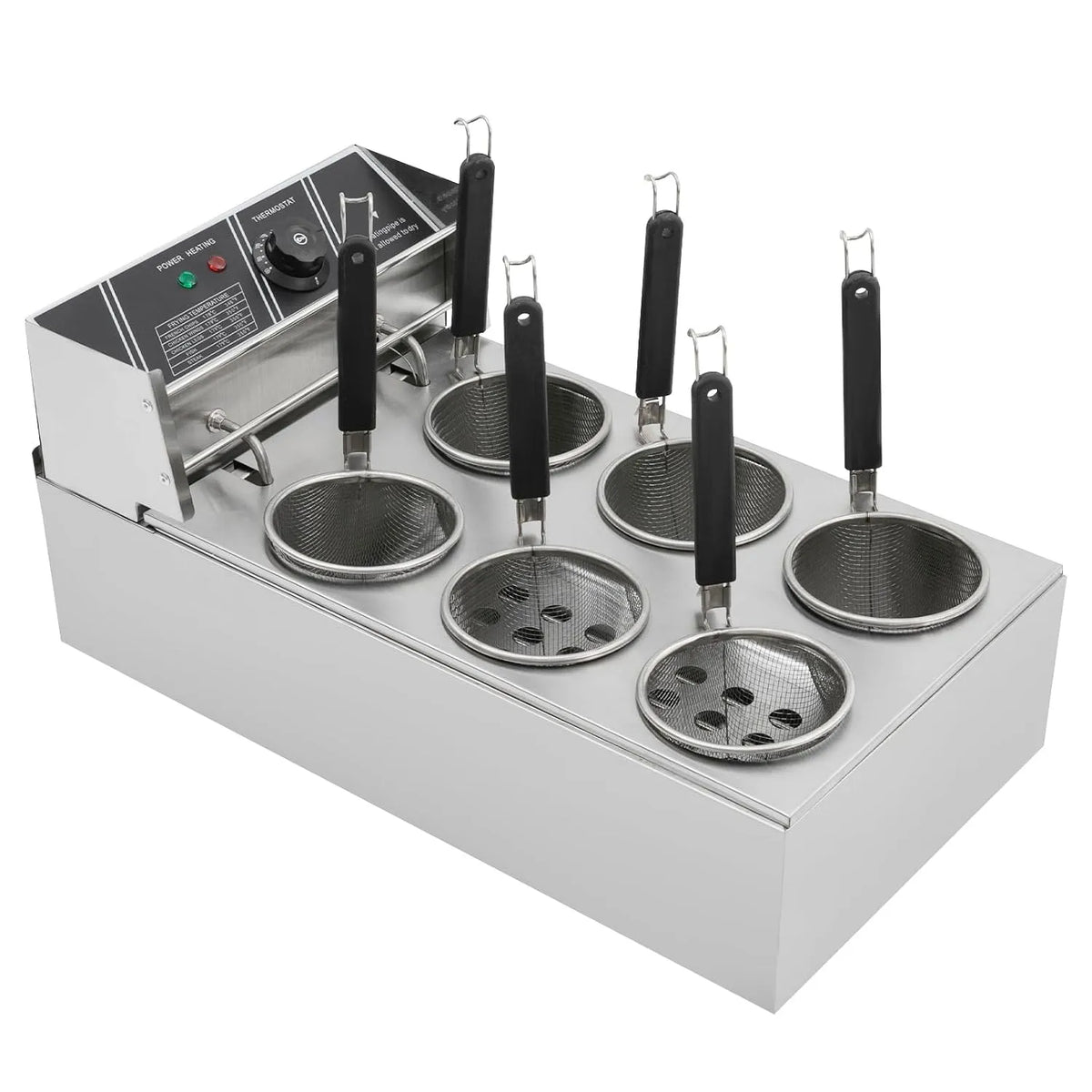 Cuisinière avec four, 20 L, 2000 W, professionnel, restaurant, 2 zones de température, acier inoxydable, 6 paniers, Cuisinière à pâtes électrique 2000