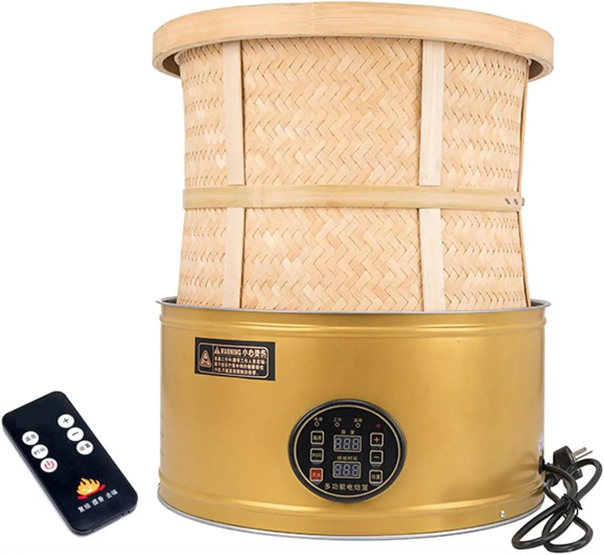Torréfacteur électrique à thé de précision, télécommande, pour Multi-Usage pour thé, 150 W, minuterie 1-10 h, Gold 2kg, écran LED, Noix et Herbes