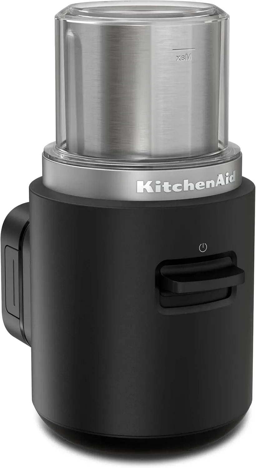 KitchenAid batterie, Moulin, portable, broyeur à grains de café, 113 g, 12 tasses, tactile, acier inoxydable, sans fil, noir, pour 12 tasses