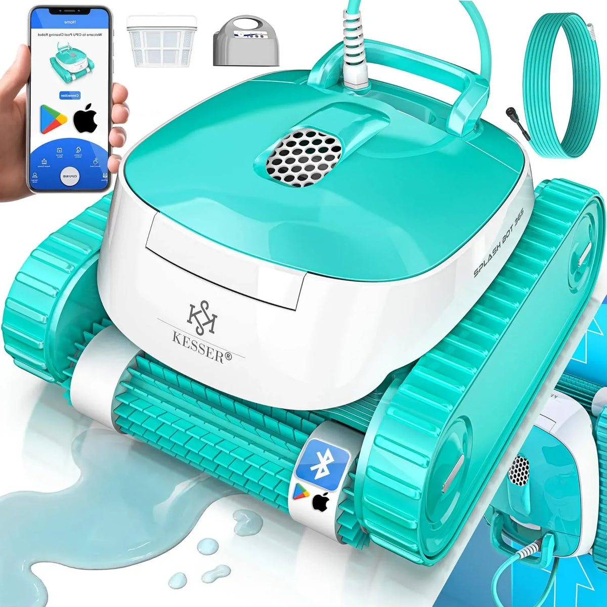 Aspirateur, application, KESSER® Robot de piscine pour sol et mur jusqu'à 100 m²