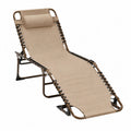Chaise longue de jardin inclinable pliante 160 x 65 x 110 cm toile polyester enduite PVC beige cadre acier marron bronze