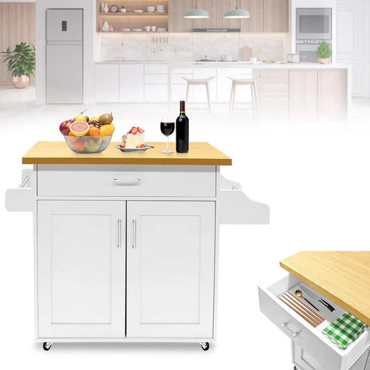 Chariot de cuisine mobile — avec roulettes, 115 × 36 × 90 cm, blanc