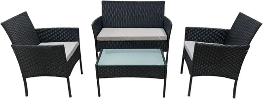 Salon de jardin et ensemble lounge: CORFOU, avec coussins, 4 Places, gris