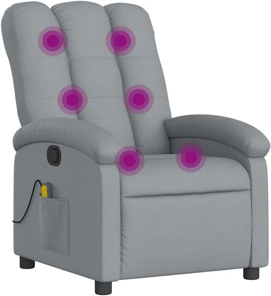 Fauteuil de massage et fauteuil relax — revêtement en tissu, avec dossier, réglable, gris, inclinable