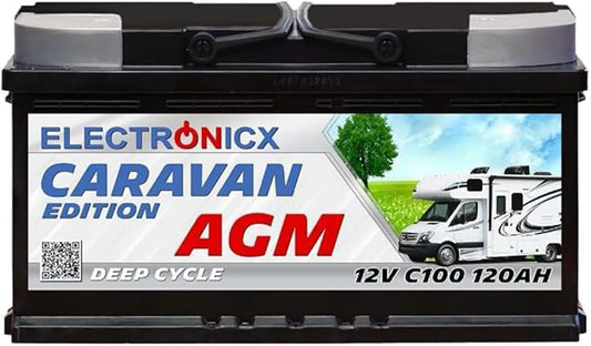 C100 Batterie à décharge profonde et batterie solaire et loisirs, 120Ah, alimentation solaire, 12V, 190mm, pour camping et camping-car