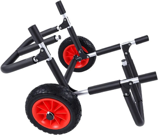 Chariot de transport pliable en aluminium pour kayak et canoë avec roues robustes de 30,5 cm