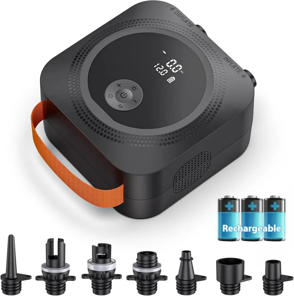 Pompe à air électrique haute pression 22 PSI, rechargeable, arrêt automatique pour paddle, kayaks, kitesurf, camping