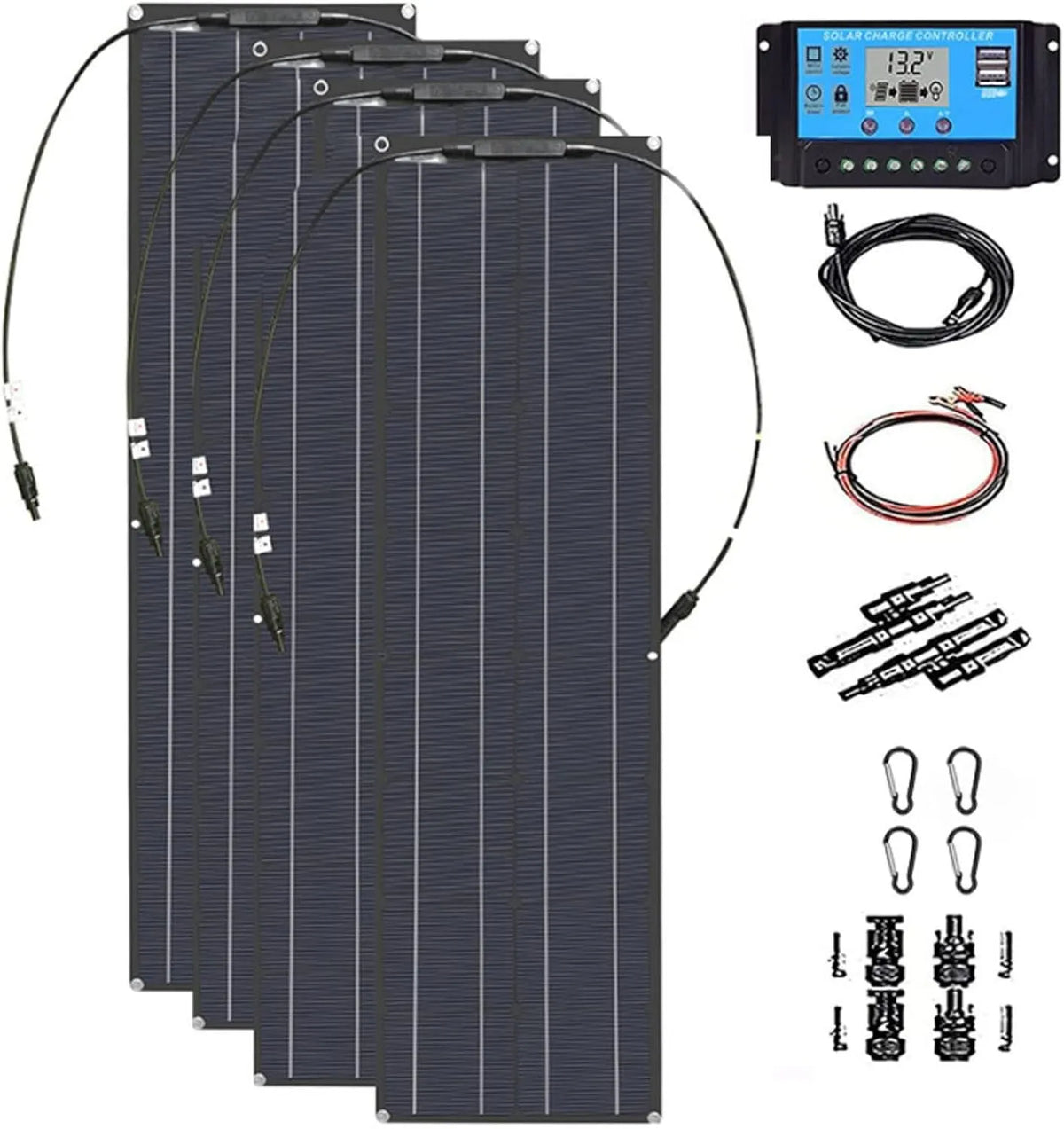 Kit solaire portable et ensemble de charge solaire, 200 W, alimentation solaire, flexible, monocristallin, pour l'arrosage du jardin