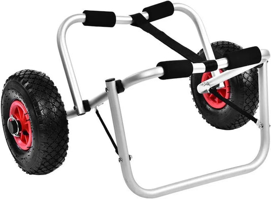Chariot de Kayak Pliable en Aluminium avec Roues de 10 Pouces, Capacité de Charge 80 kg