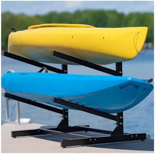 Râtelier Vertical pour Kayak: Supporte 2 à 4 Canoës et Pagaies, Structure en Acier Robuste avec Berceaux Antidérapants pour Rangement Intérieur et Extérieur