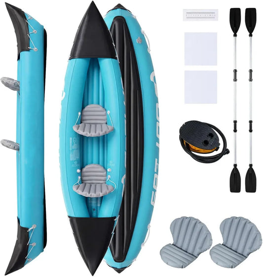 Kayak Gonflable pour 2 Adultes avec Accessoires, Idéal pour Pêche et Loisirs, Capacité 160 kg