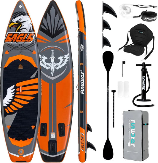 Planche Paddle Gonflable FunWater pour Famille et Débutants, Ensemble Complet, Soudure Thermique Solide