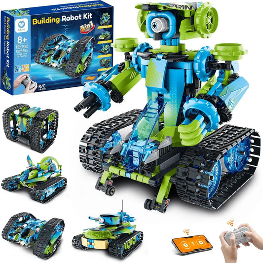 Kit de Robotique 3 en 1 pour Enfants avec Application et Télécommande, Cadeau Technologique Sillbird 662 Pièces