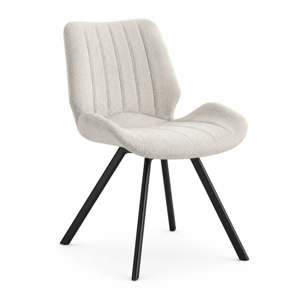 Chaise de salle à manger rembourrée 56 x 60 x 84 cm tissu polyester beige pieds en acier noir