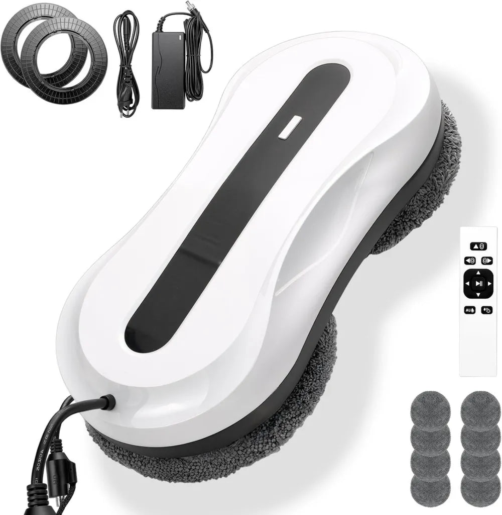 Nettoyeur de Fenêtres Robotisé 5600Pa avec Pulvérisation Automatique, Trois Modes de Nettoyage et Télécommande