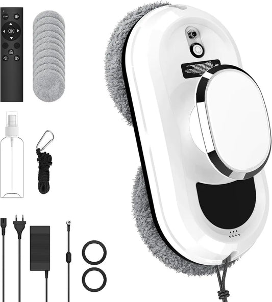 Robot Nettoyeur de Fenêtres 5600 Pa, Intelligent avec Télécommande, Sécurité Antichute, Chiffons Microfibre Inclus