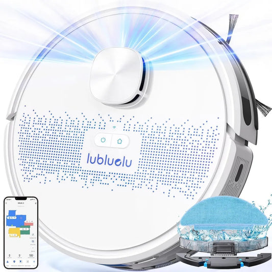 Robot Aspirateur Lubluelu SL60 avec Navigation LiDAR, 4000Pa, Balayage et Lavage 3-en-1, Silencieux pour Sols Durs et Poils d'Animaux, Blanc