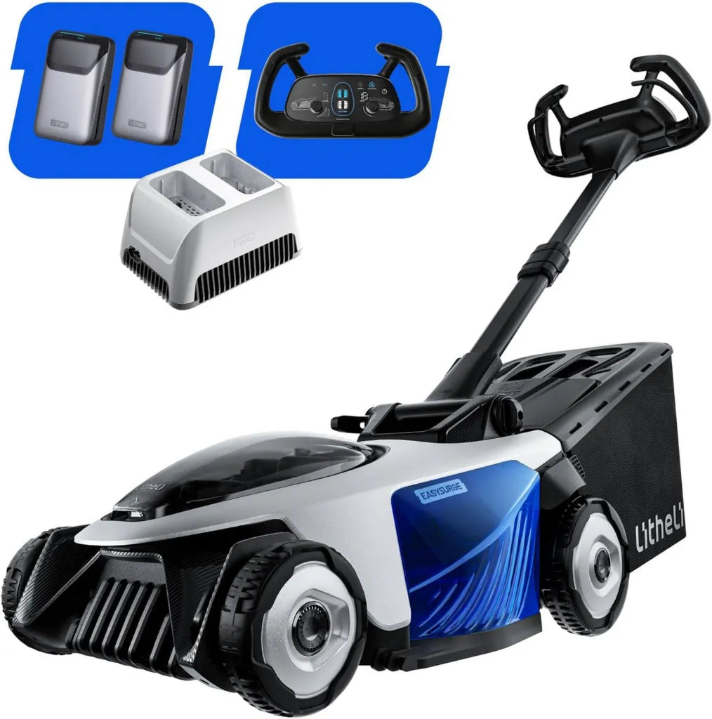 Tondeuse à Gazon Sans Fil Litheli Easysurge 43cm avec Batteries 20V 4.0Ah, Autotractée et Réglable