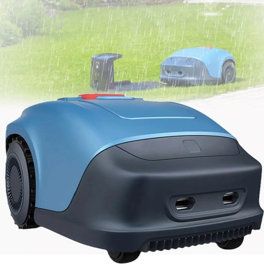 Tondeuse Robot Automatique 1000m² avec Batterie 18V, Base de Recharge, Coupe 18cm, Inclinaison 18°, Abri 48x38x26cm, Système Antivol