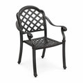 Chaise de jardin avec accoudoirs 62 x 60 x 92 cm aluminium moulé noir dossier et assise à treillis