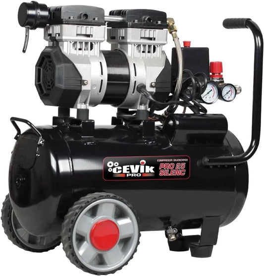 Compresseur d'air: CA-PRO25SILENC, fonctionnement silencieux, format compact, format portable, 59 dB, 25L, 8 Bar, CEVIK PRO CA-PRO25SILENC