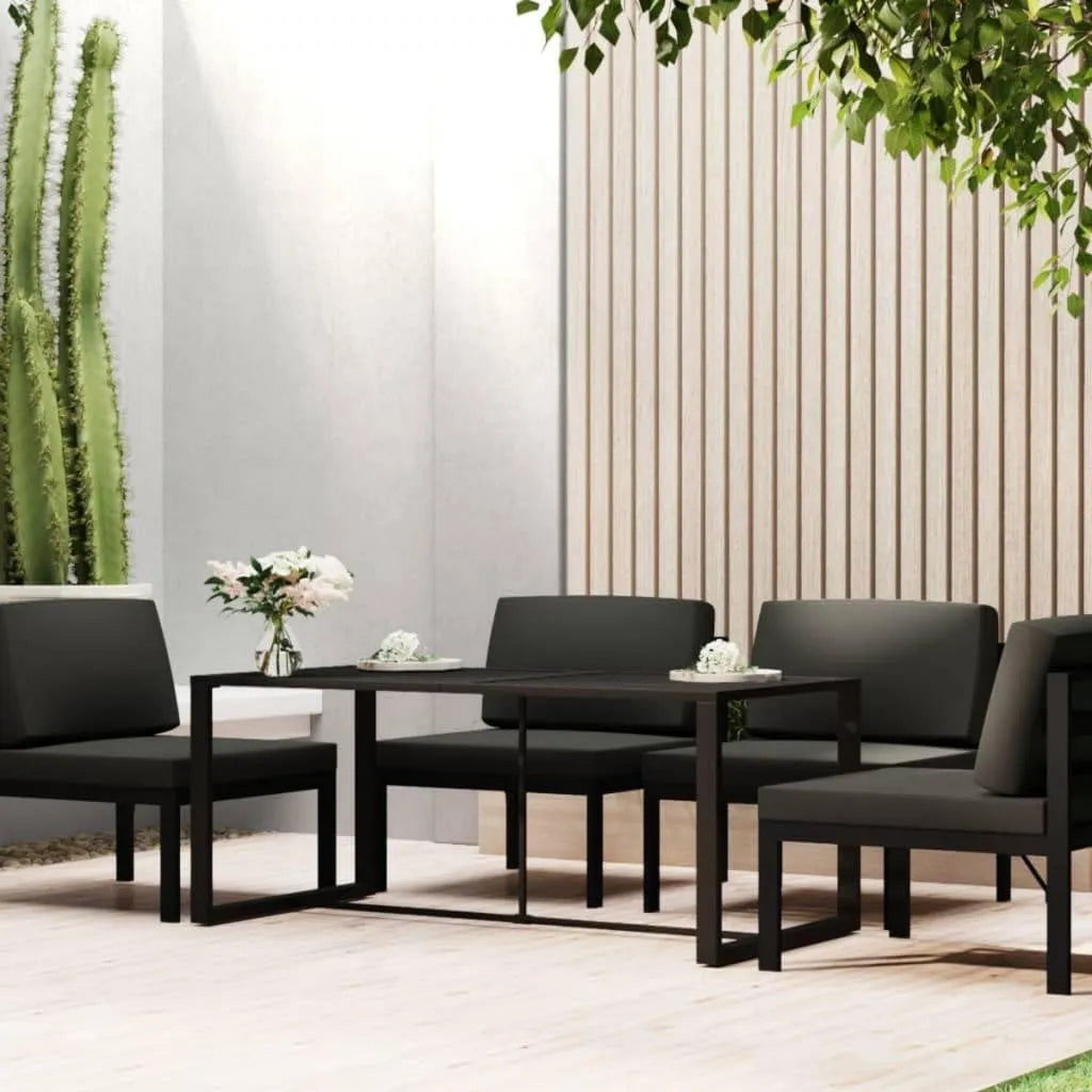 Table de jardin anthracite en aluminium 120x60x66 cm, résistante et facile à entretenir, idéale pour l'extérieur