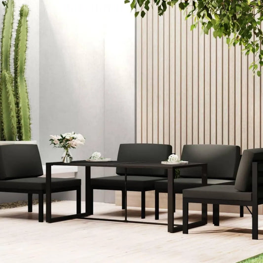 Table de jardin anthracite en aluminium 120x60x66 cm, résistante et facile à entretenir, idéale pour l'extérieur