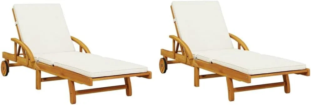 Chaise – en bois, avec coussins, Lot de 2, 200 × 68 × 83 cm