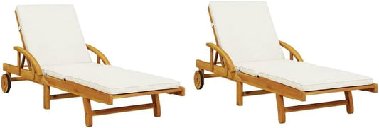 Chaise – en bois, avec coussins, Lot de 2, 200 × 68 × 83 cm