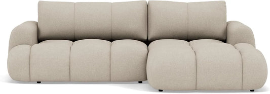 Canapé d'angle et canapé panoramique — angle droit, revêtement en tissu, convertible, revêtement bouclé, 4 Places, beige