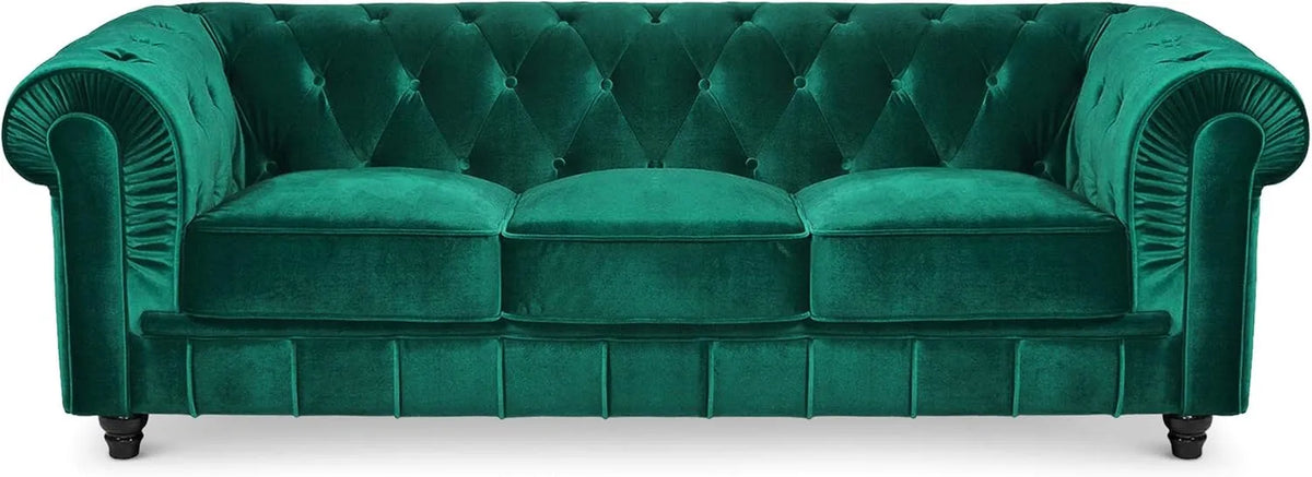 Canapé — 3 Places, vert, revêtement en velours