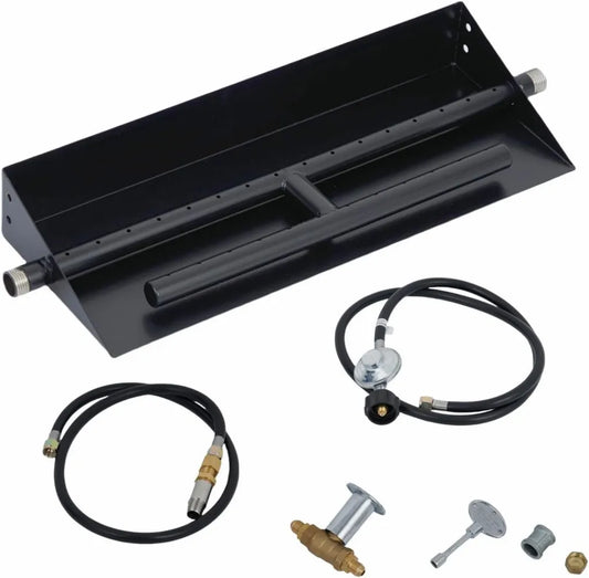Insert de Cheminée avec Brûleur en Acier au Carbone, 18x6 Pouces, 60 000 BTU pour Gaz Naturel et Propane, Idéal pour Terrasse et Jardin
