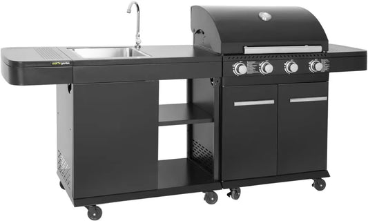 Cuisine Extérieure Modulaire 12 Personnes avec 4 Brûleurs - FYRA Cook'in Garden