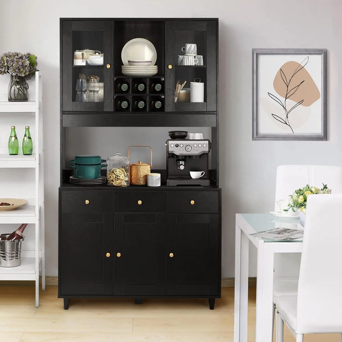 Armoire de rangement: MDF, avec rangement, avec Bibliothèque et étagère de rangements, réglable, 5 Étagères, 100 × 38 × 181 cm, noir