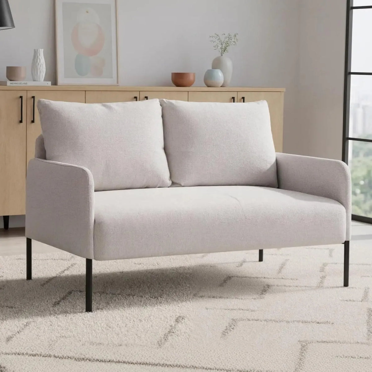 Canapé – avec coussins, 2 Places, beige