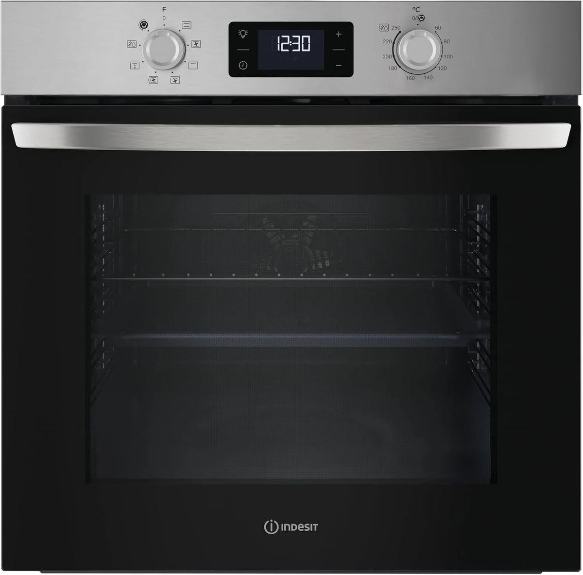 Four électrique, 59, 5 x 59, 5 x 55, 1 cm, 71 L, classe énergétique A, Indesit 255H, encastrable, gril, vapeur, acier inoxydable