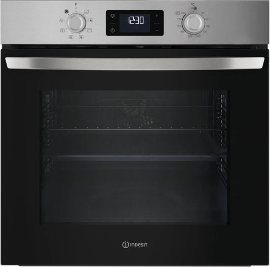 Four électrique, 59, 5 x 59, 5 x 55, 1 cm, 71 L, classe énergétique A, Indesit 255H, encastrable, gril, vapeur, acier inoxydable
