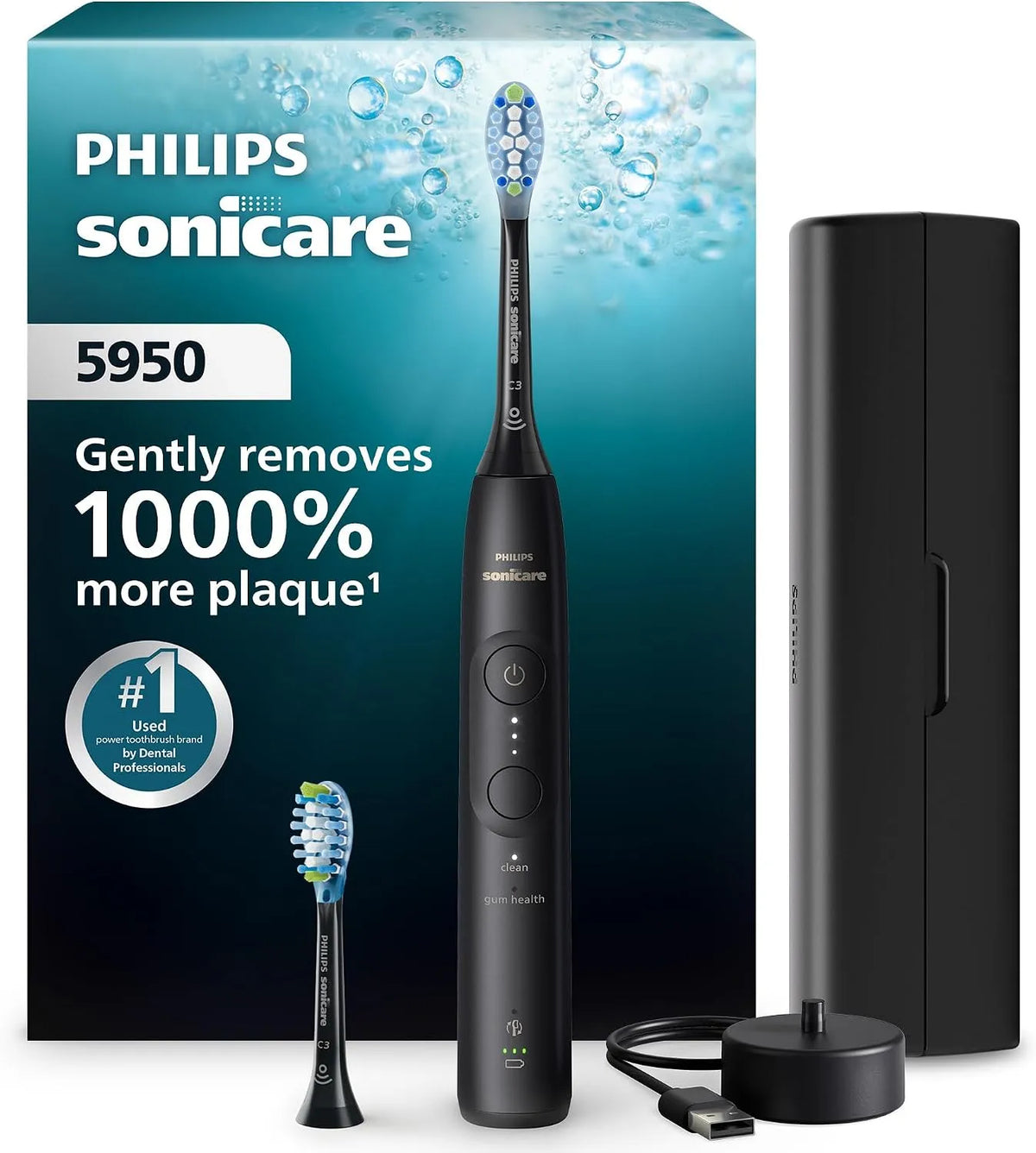 Philips HX7131/03 capteur, Brosse, brosse à dents rechargeable, minuteur, dalle IPS, noir