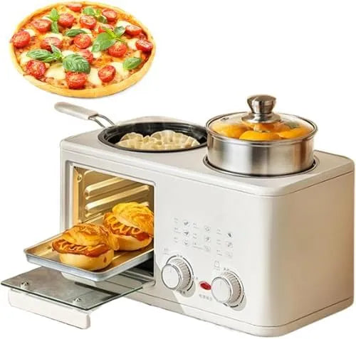 Four électrique, 1200 W, minuteur, vapeur, Machine multifonctionnelle 4 en 1 avec machine à sandwich, poêle