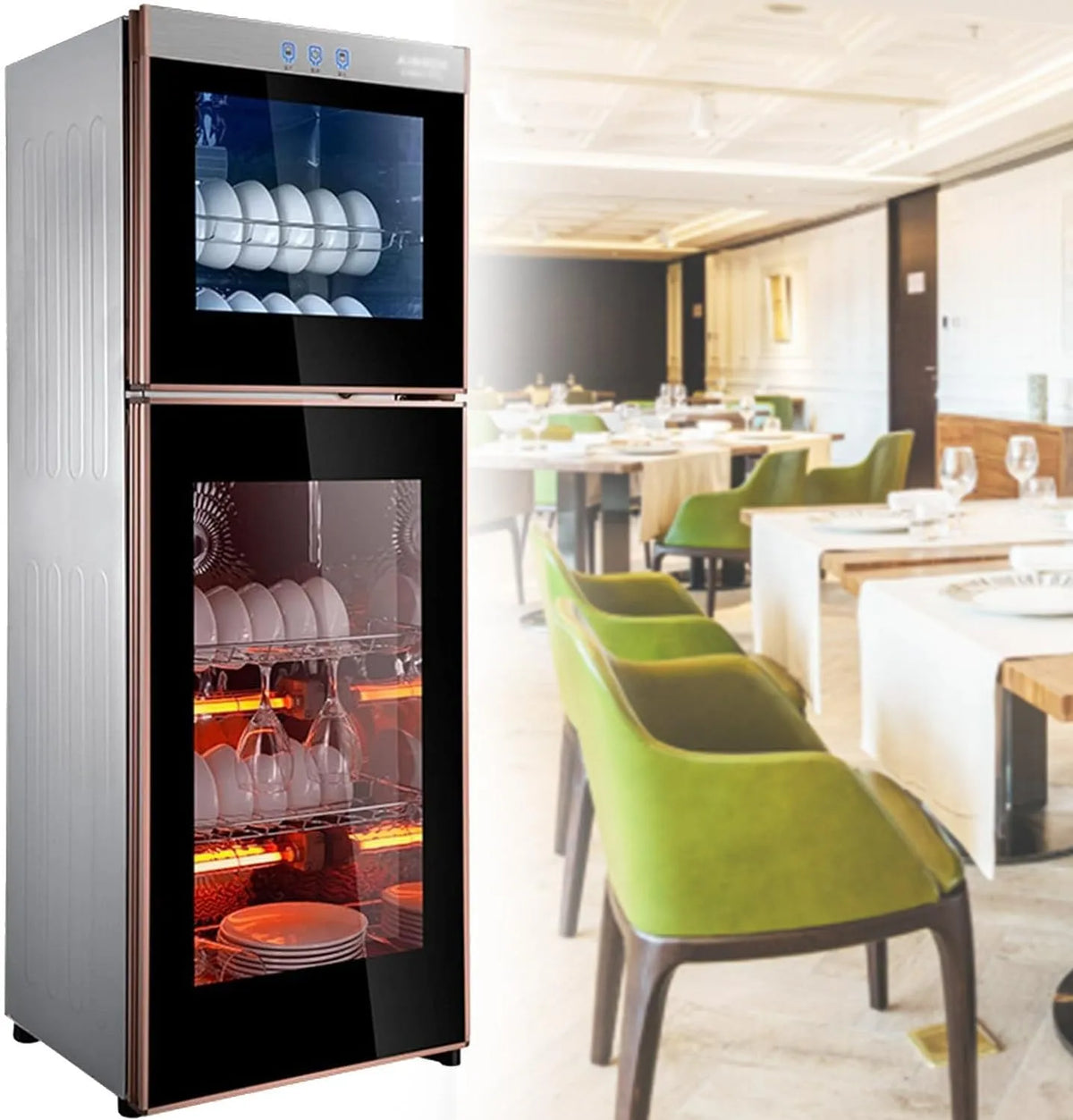 138L/168L/198L armoire UV de nettoyage et désinfection, 42 × 36.5 × 129cm, 198 L, 138 L, 168 L, 129 cm, acier inoxydable, pour Vaisselle