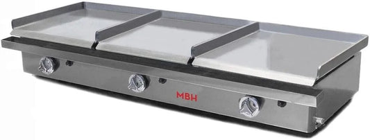 Produit Plancha à gaz industrielle trois zones 400 x 400 mm économique pour hôtellerie. Fry Top professionnel en acier laminé pour bar et restaurant