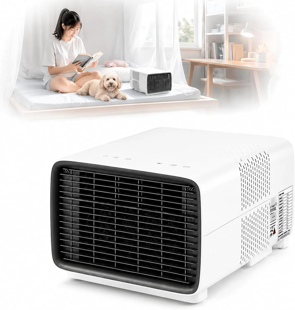 Climatiseur, 280 W, 45 dB, portable, silencieux, camping, Télécommande, Bureau, Chambre et Dortoir