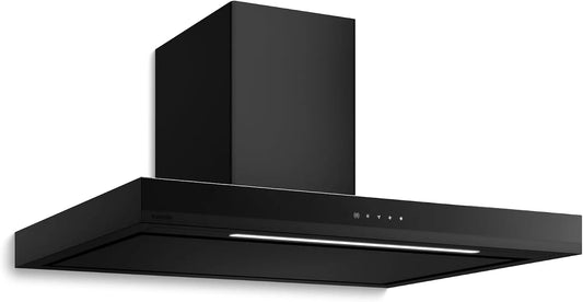 Klarstein Hotte aspirante, 90 cm, 595 m3/h, hotte de cuisine, 3 vitesses, installation murale, tactile, silencieux, noir, LED, Silencieuse, Commandes